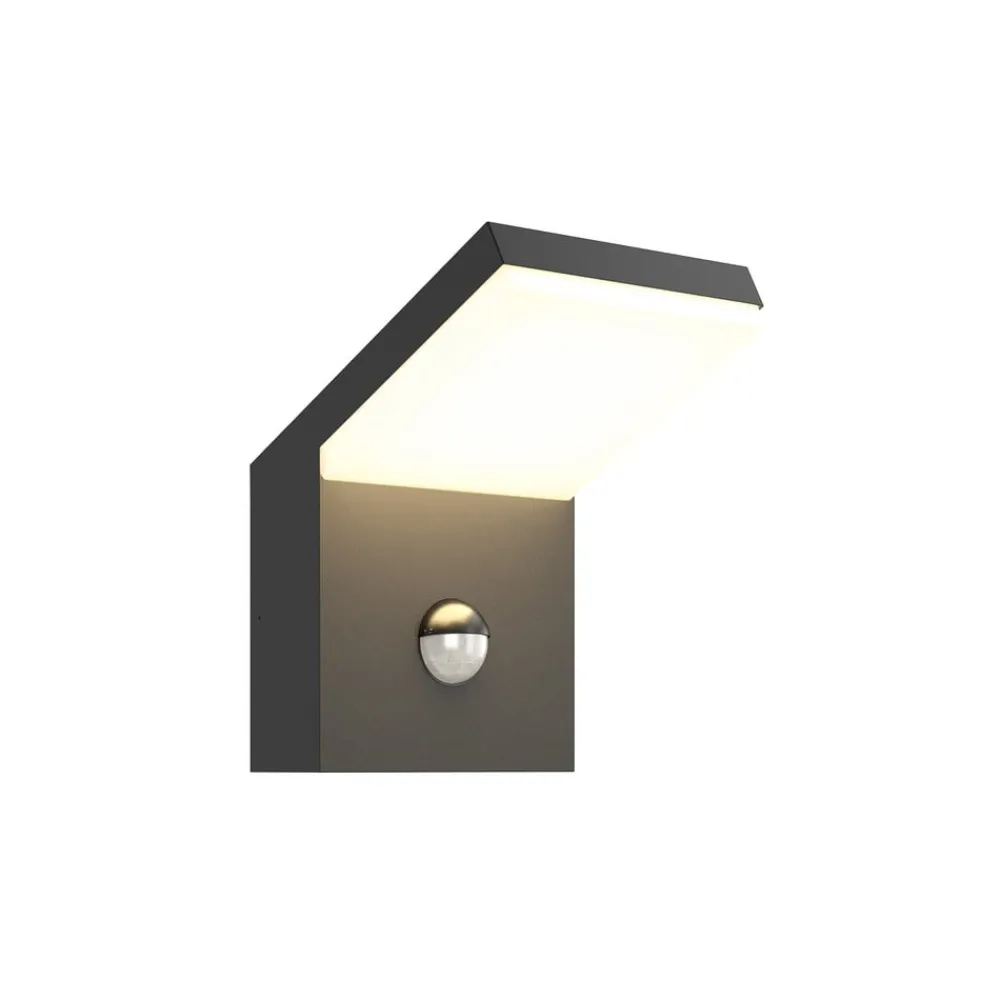 Væglampe Med Sensor|Væglamper ^ Arcchio udendørs LED-væglampe Yolena, sensor, antracit, aluminium