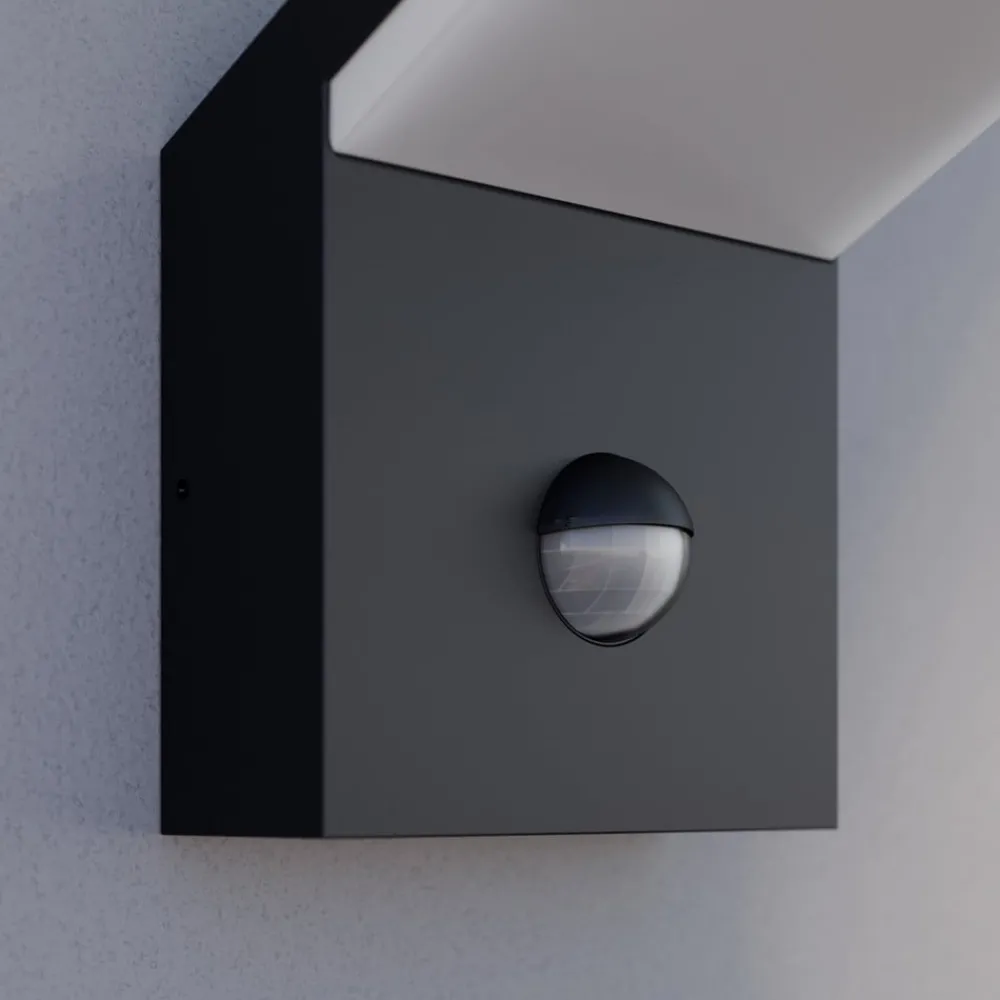 Væglampe Med Sensor|Væglamper ^ Arcchio udendørs LED-væglampe Yolena, sensor, antracit, aluminium