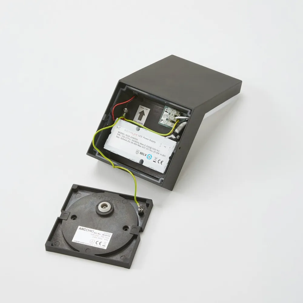 Væglampe Med Sensor|Væglamper ^ Arcchio udendørs LED-væglampe Yolena, sensor, antracit, aluminium