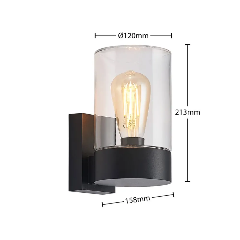 Arcchio Terrassebelysning|Væglamper > udendørs væglampe Liljana, sort, 21 cm, IP65, glas