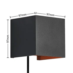 Arcchio Væglamper|Væglamper > væglampe Zuzana, kantet, sort, stik, 10 cm