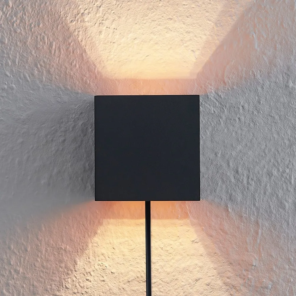 Arcchio Væglamper|Væglamper > væglampe Zuzana, kantet, sort, stik, 10 cm