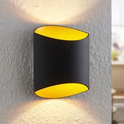 Væglamper|Væglamper ^ Arcchio Vilja væglampe, sort, guld, oval