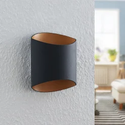 Væglamper|Væglamper ^ Arcchio Vilja væglampe, sort, guld, oval