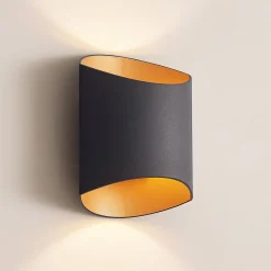 Væglamper|Væglamper ^ Arcchio Vilja væglampe, sort, guld, oval