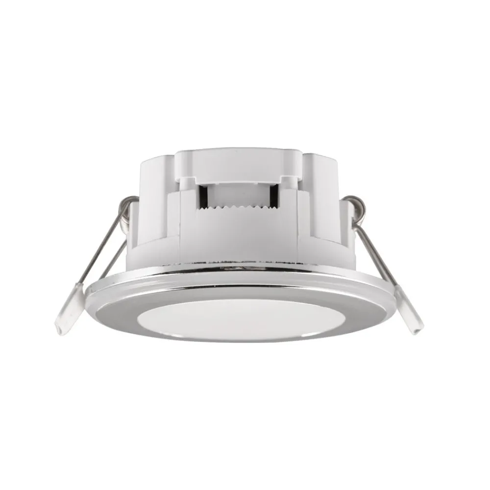 Trio Lighting Indbygningsspots > Argus LED-downlight RGBW fjernbet Ø8cm krom