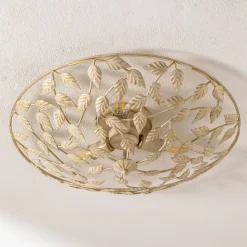 Loftlamper|Loftlamper ^ Luminex Arion loftlampe, creme/guldpatineret, Ø 63 cm, stål