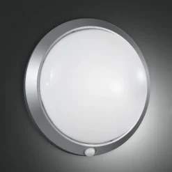 Fabas Luce Væglampe Med Sensor > Armilla udendørs væglampe, sølv, bevægelsessensor, Ø 30 cm