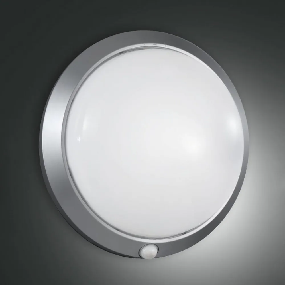 Fabas Luce Væglampe Med Sensor > Armilla udendørs væglampe, sølv, bevægelsessensor, Ø 30 cm