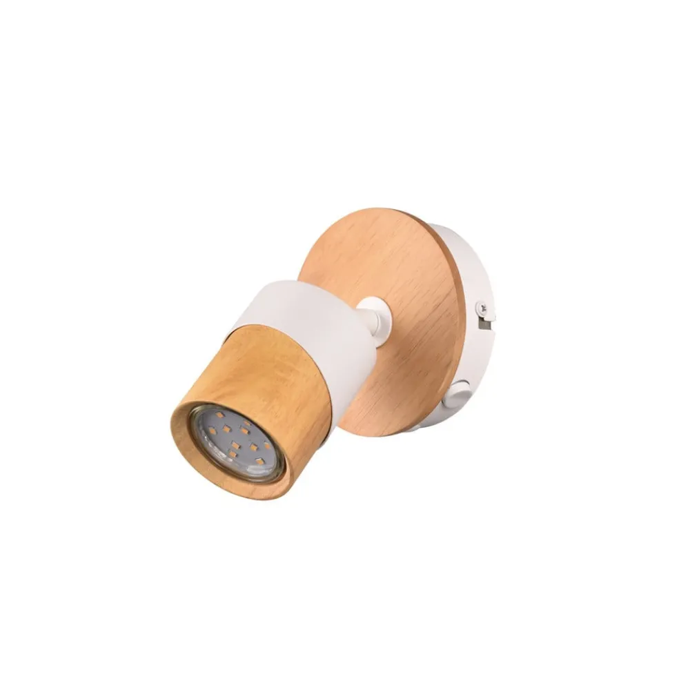 Væglamper|Spotlights ^ Trio Lighting Aruni vægspot af træ, 1 lyskilde, hvidt