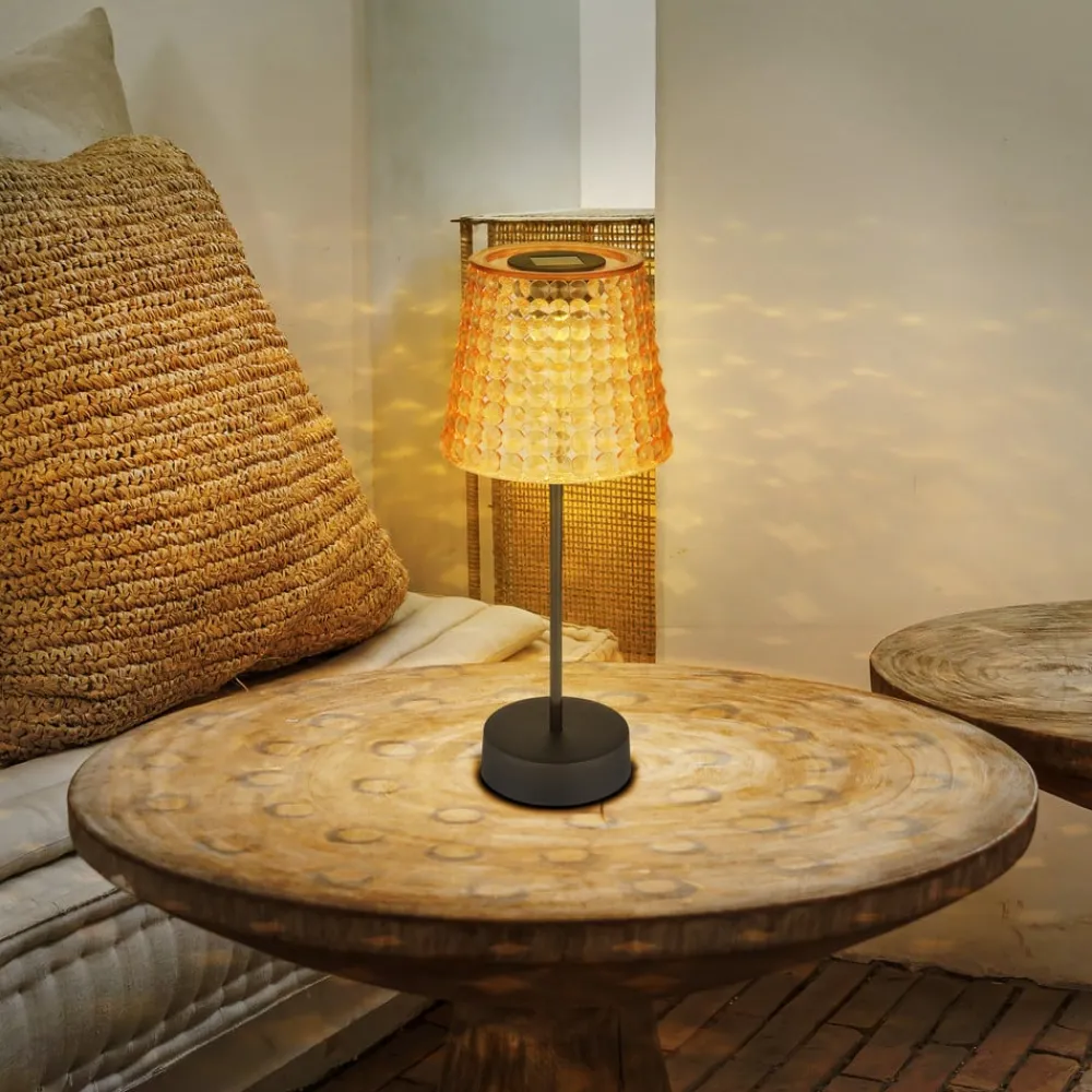 Globo Dekorationsbelysning|Solcellelamper > 36634-2A solcelle-bordlampe, 2 stk, sort/ravgul