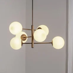 Pendellamper ^ Domiluce Aurora hængelampe, brun, Ø 60 cm, 6 lyskilder, glas, E14
