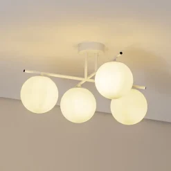 Domiluce Gang|Loftlamper > Aurora loftlampe, hvid, Ø 50 cm, 4 lyskilder, glas, E14