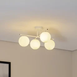 Domiluce Gang|Loftlamper > Aurora loftlampe, hvid, Ø 50 cm, 4 lyskilder, glas, E14