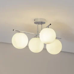 Loftlamper|Loftlamper ^ Domiluce Aurora loftlampe, krom, Ø 50 cm, 4 lyskilder, glas, E14