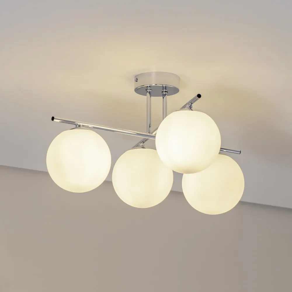 Loftlamper|Loftlamper ^ Domiluce Aurora loftlampe, krom, Ø 50 cm, 4 lyskilder, glas, E14