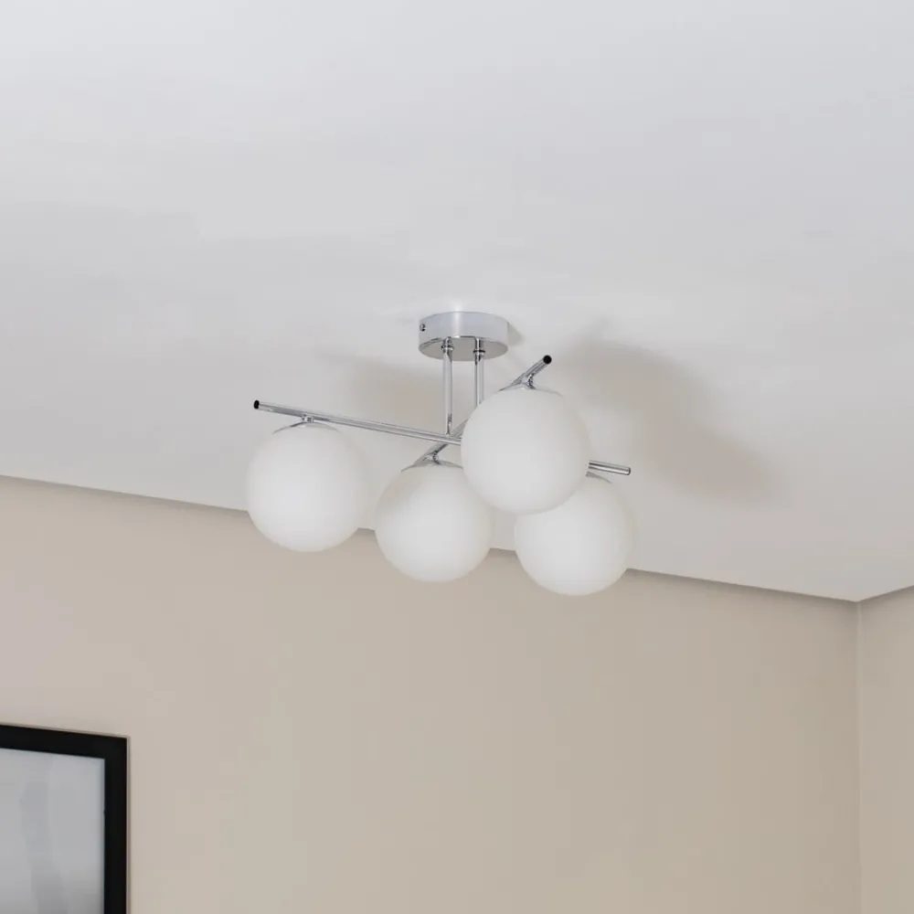 Loftlamper|Loftlamper ^ Domiluce Aurora loftlampe, krom, Ø 50 cm, 4 lyskilder, glas, E14