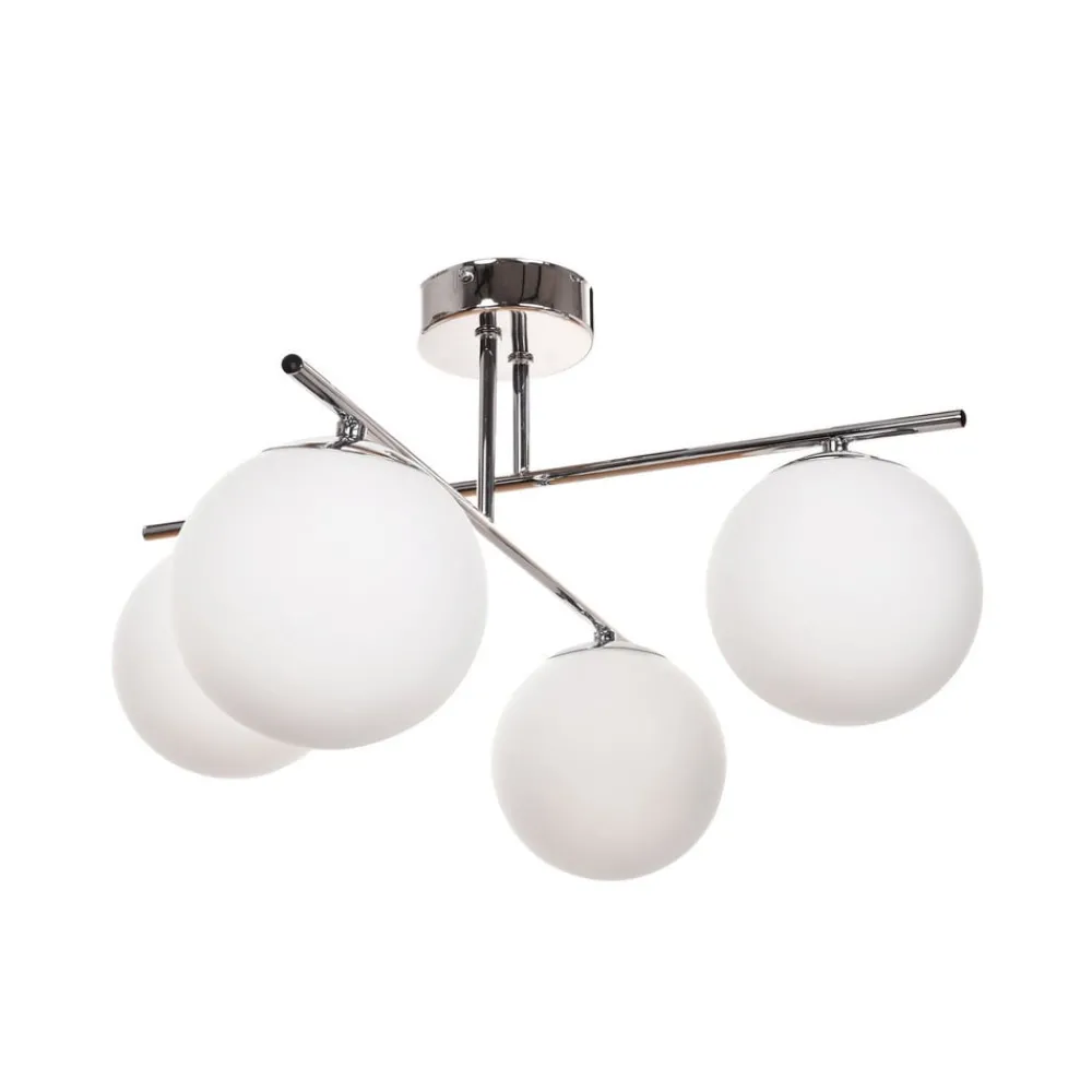Loftlamper|Loftlamper ^ Domiluce Aurora loftlampe, krom, Ø 50 cm, 4 lyskilder, glas, E14