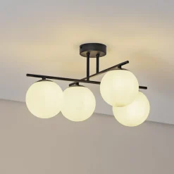 Gang|Loftlamper ^ Domiluce Aurora loftlampe, sort, Ø 50 cm, 4 lyskilder, glas, E14
