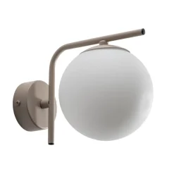 Væglamper ^ Domiluce Aurora væglampe, beige, glas, 17 cm høj, kugle, E14