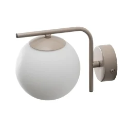 Væglamper ^ Domiluce Aurora væglampe, beige, glas, 17 cm høj, kugle, E14