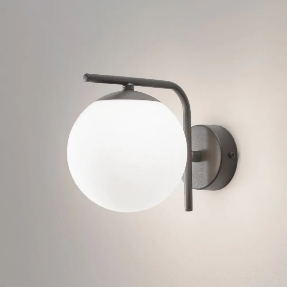 Domiluce Væglamper|Væglamper > Aurora væglampe, sort, glas, 17 cm høj, kugle, E14