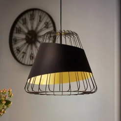 EGLO Pendellamper > Austell pendellampe, Ø 43 cm, sort/guld, metal, stof