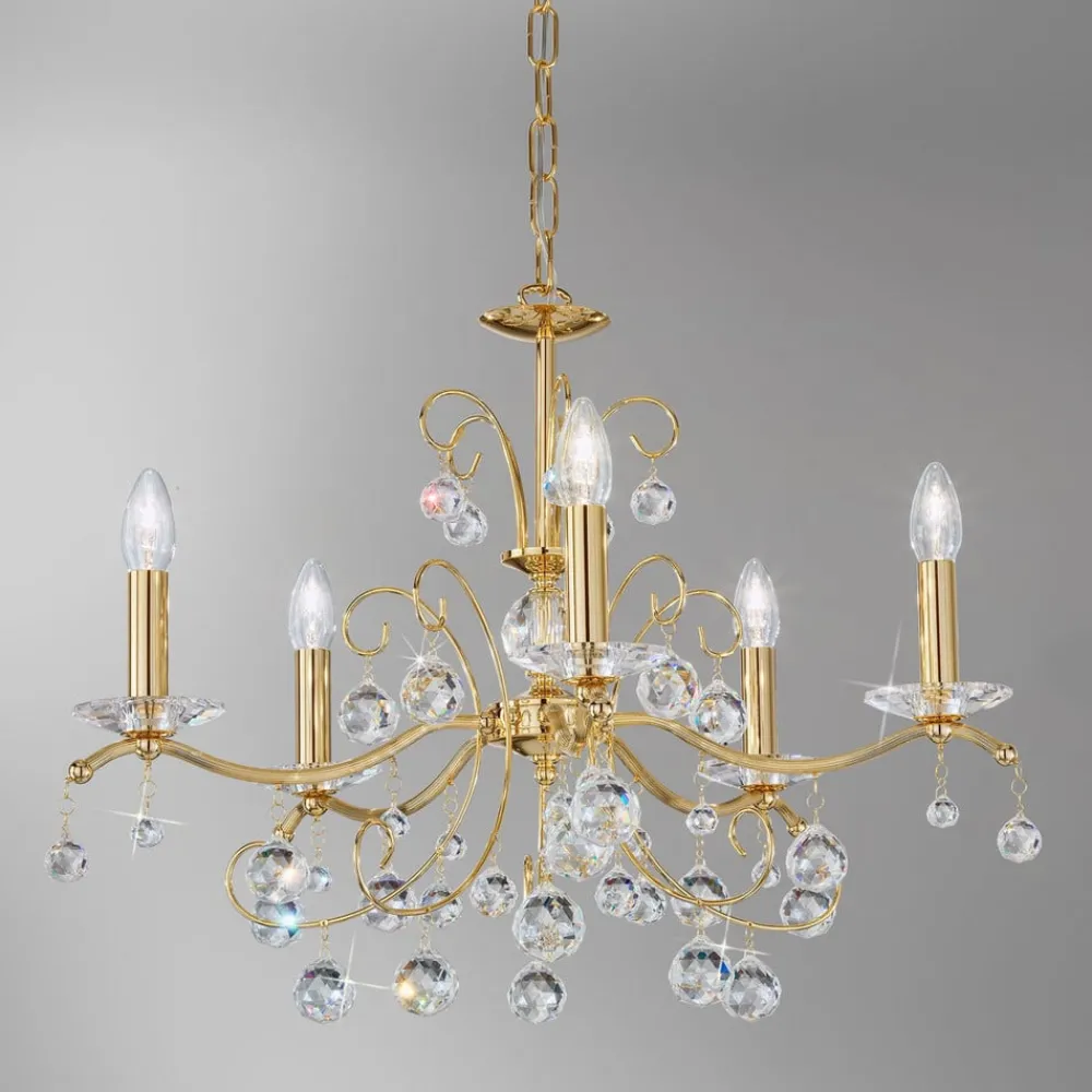 Lysekroner ^ austrolux lysekrone Carmen II, glas, guldbelagt, 65 cm