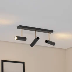 Luminex Spotlights > Axion loftlampe, 3 lyskilder, sort/guld, lang, stål
