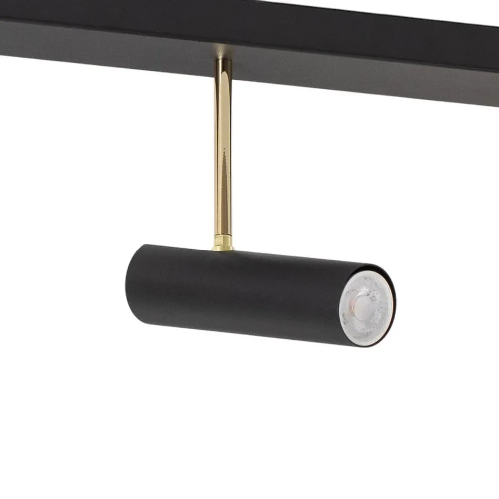 Luminex Spotlights > Axion loftlampe, 5 lyskilder, sort/guld, lang, stål