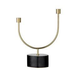 AYTM Møbel Og Interiør > Grasil lysestage, guld/sort, bredde 25 cm, marmor