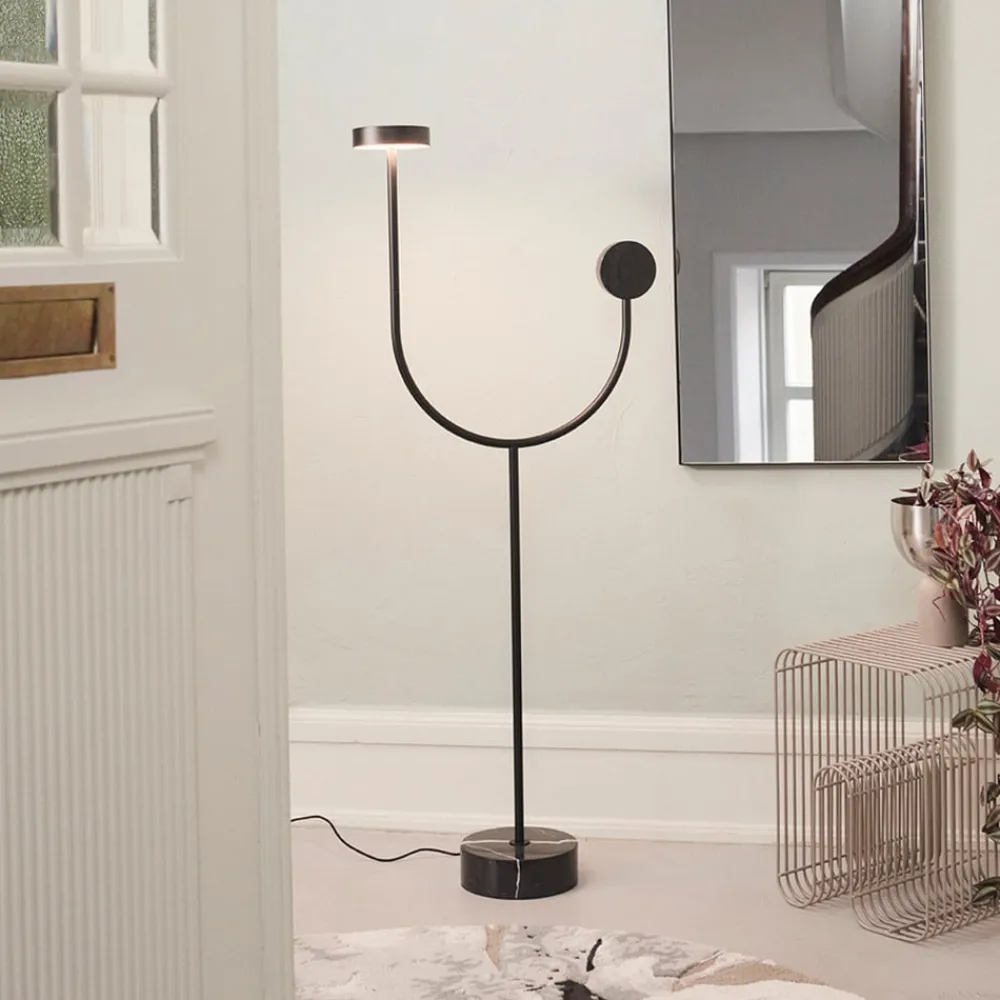 AYTM Gulvlamper|Gulvlamper > LED-gulvlampe Grasil, sort, marmor, højde 127 cm