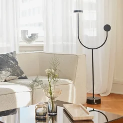 AYTM Gulvlamper|Gulvlamper > LED-gulvlampe Grasil, sort, marmor, højde 127 cm