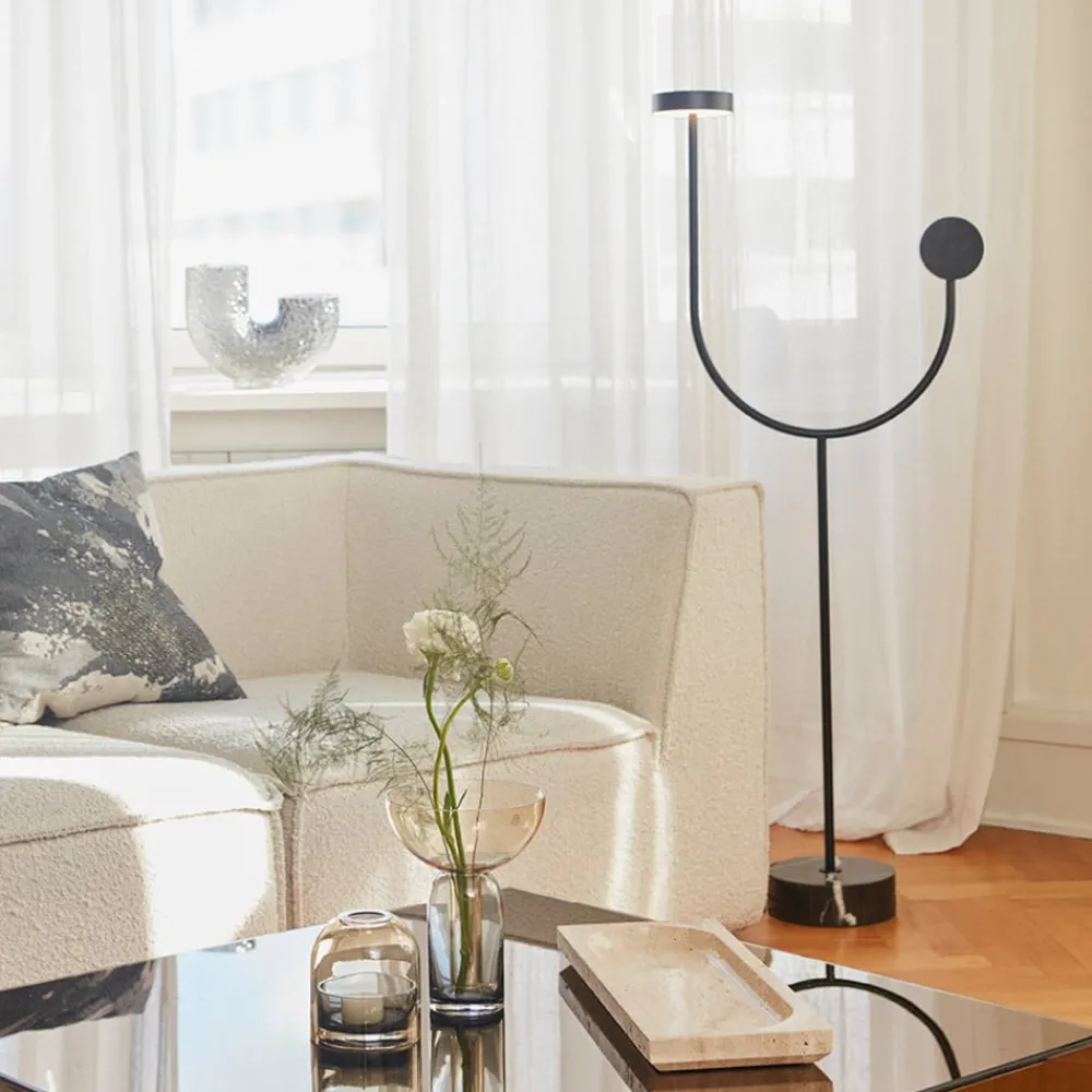 AYTM Gulvlamper|Gulvlamper > LED-gulvlampe Grasil, sort, marmor, højde 127 cm
