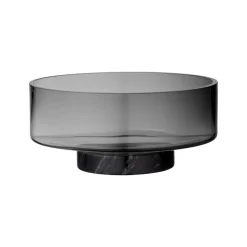 AYTM Møbel Og Interiør > Volvi skål, røgfarvet grå, Ø 25 cm, glas, base, marmor