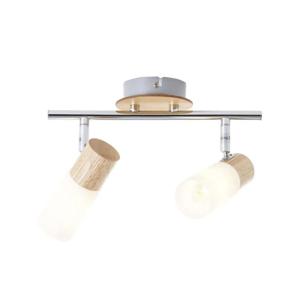 Brilliant Loftlamper > Babsan loftspot, længde 27,5 cm, lyst træ, 2 lyskilder.