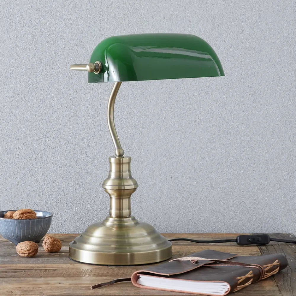 Arbejdsrum/Kontor ^ Markslöjd Bankers klassisk bordlampe 42 cm grøn