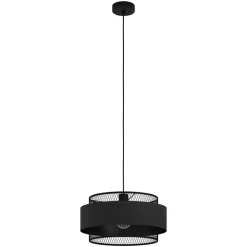 EGLO Pendellamper > Bazely hængelampe, Ø 40 cm, sort, stof