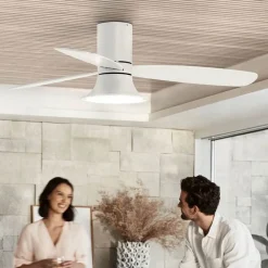 Beacon Lighting Loftventilatorer > Beacon loftventilator med lys Flusso hvid Ø 132 cm støjsvag
