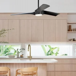 Loftventilatorer ^ Beacon Lighting Beacon loftventilator med lys Line sort 132 cm støjsvag