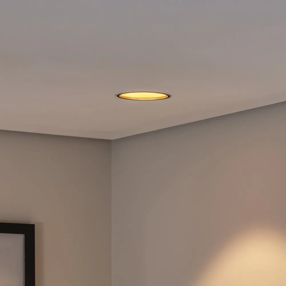 Indbygningsspots ^ BEGA LED indbygget loftspot Studio Line, sort/messing, aluminium