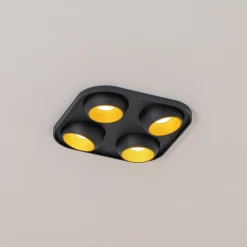 BEGA Indbygningsspots > LED indbygningsspot Studio Line sort/messing, 4 lyskilder.