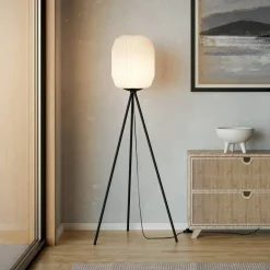 EGLO Gulvlamper|Gulvlamper > Belgrave gulvlampe, højde 141,5 cm, sort/hvid, metal