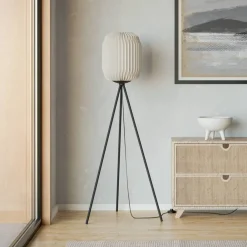 EGLO Gulvlamper|Gulvlamper > Belgrave gulvlampe, højde 141,5 cm, sort/hvid, metal