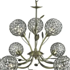 Searchlight Lysekroner > Bellis II lysekrone, antik messingfarvet, glas, 9 lyskilder, G9