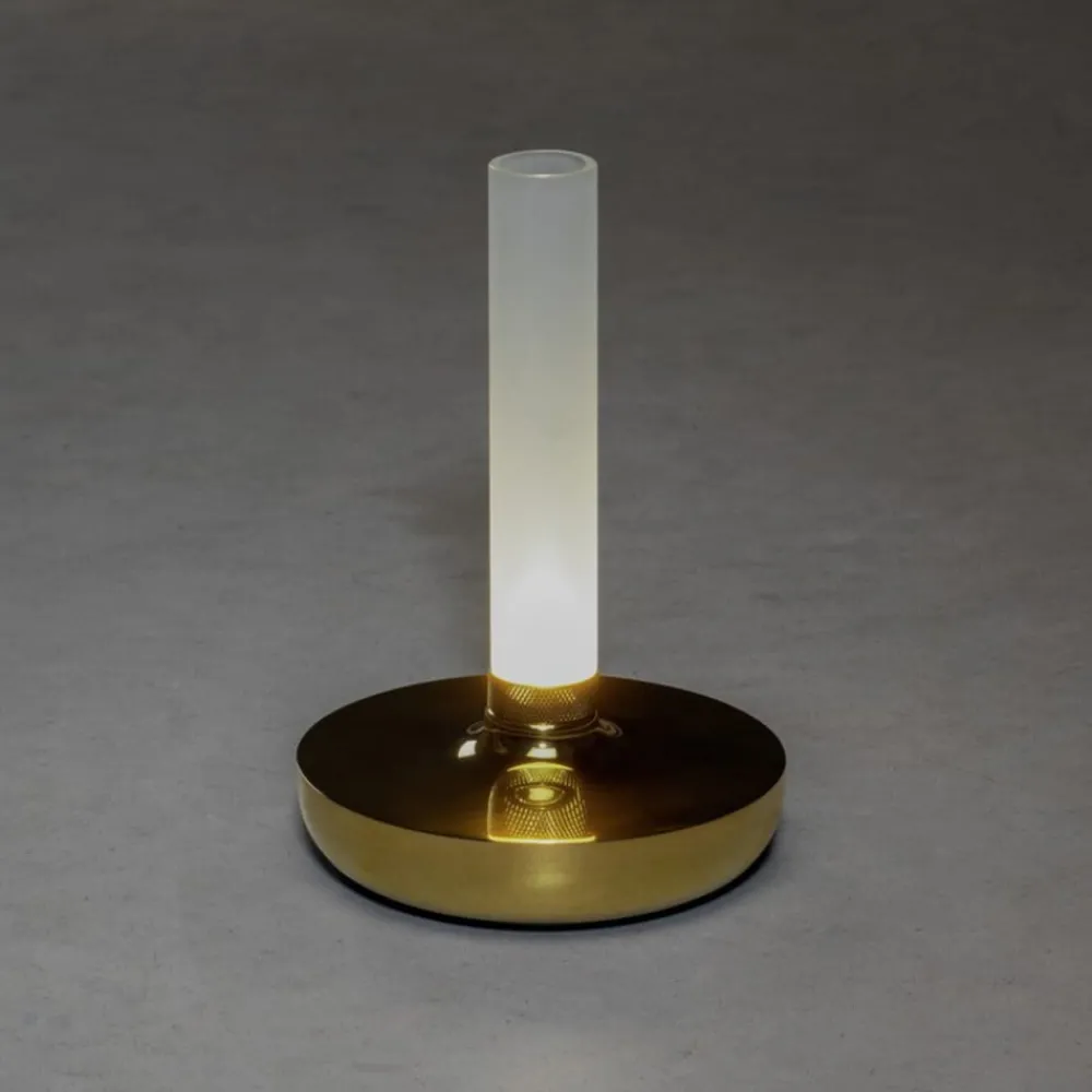 Dekorationsbelysning|Terrassebelysning ^ Konstsmide Biarritz LED-bordlampe, IP54, batteri, CCT, guld