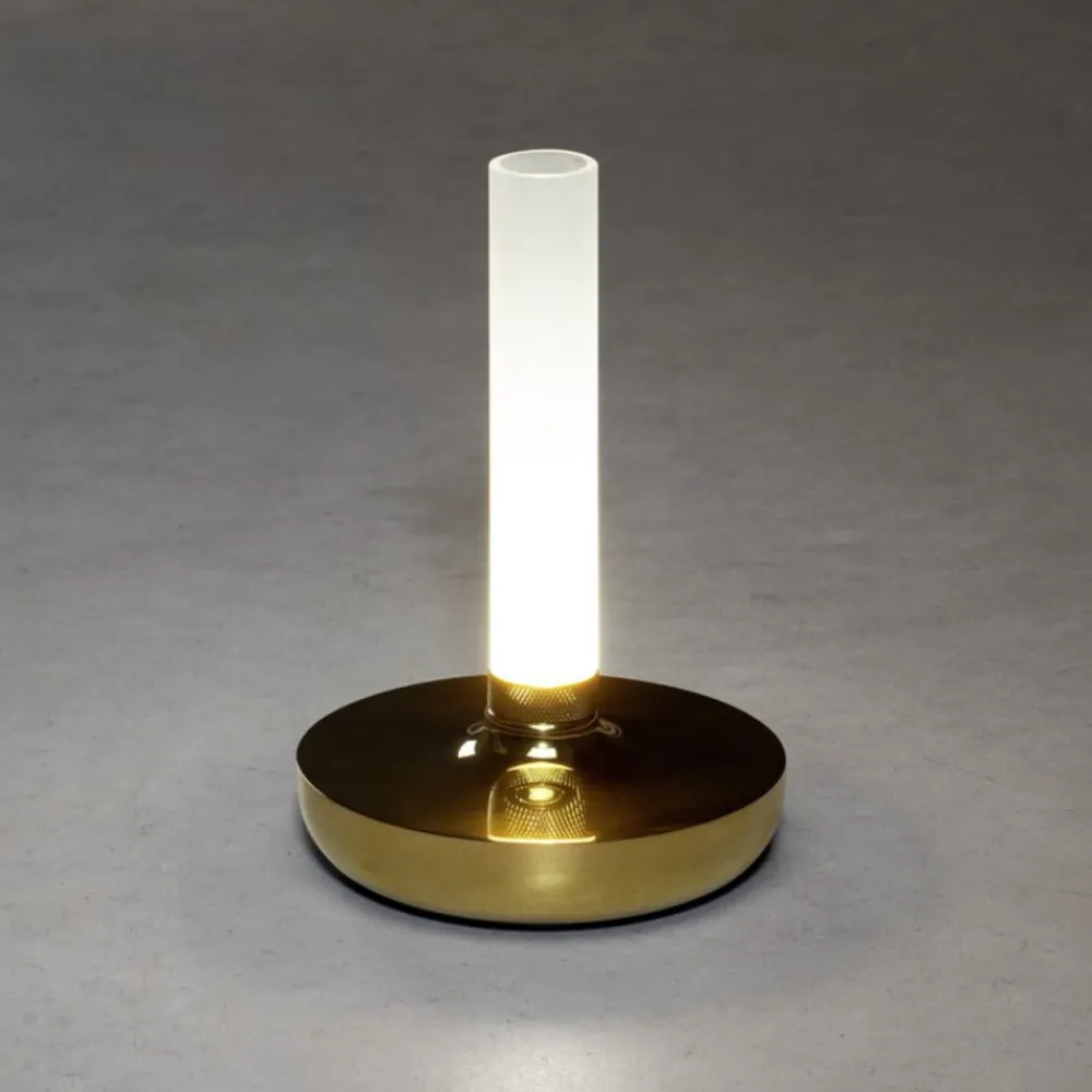 Dekorationsbelysning|Terrassebelysning ^ Konstsmide Biarritz LED-bordlampe, IP54, batteri, CCT, guld