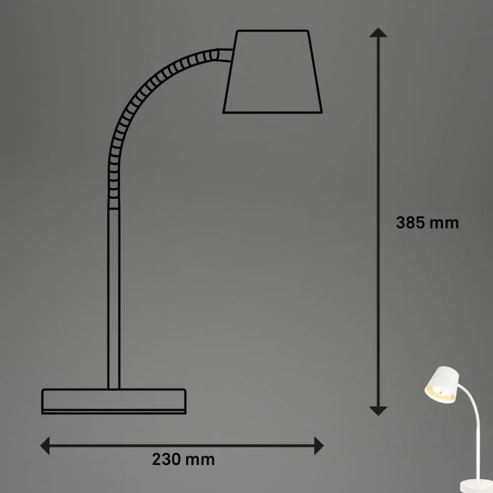Arbejdsrum/Kontor|Bordlamper ^ Briloner Biwo LED-bordlampe, hvid, berøringsdæmper, metal