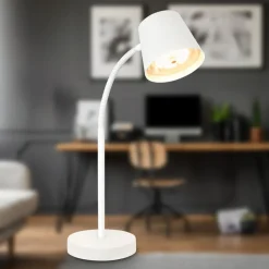 Arbejdsrum/Kontor|Bordlamper ^ Briloner Biwo LED-bordlampe, hvid, berøringsdæmper, metal
