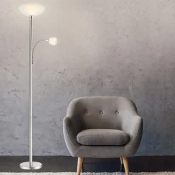 Gulvlamper|Gulvlamper ^ Globo Blade uplight med læselampe, mat nikkel